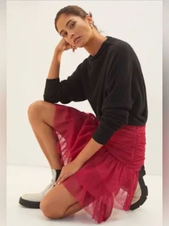 Maeve Dresses & Skirts - Anthropologie Mave Women's Red Tiered Tulle Skirt 8